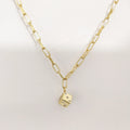 LOZRUNVE 925 Sterling Silver Paperclip Chain Small Cube Dice Pendant Necklace