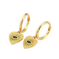 Hot Sale Fashion Sterling Silver 925 18K Gold Plated Evil Eye Design Heart Shape Drop Earrings for Women
