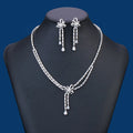 Super Shiny Luxury Cubic Zircon Bowknot Jewelry Set Romantic for Women for Engagement Anniversary Party Wedding Bridal Events