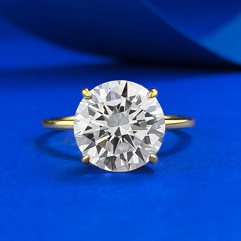Wholesale 925 Sterling Silver Jewelry Supplier Offers Four Prong 10mm Round Brilliant Cut Moissanite Engagement Rings for Women