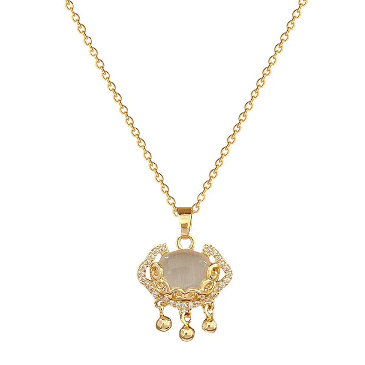 Wholesale New Stainless Steel 18k Gold Plated Korean Design Long Life Lock Xiangyun Ruyi Pendent Necklace