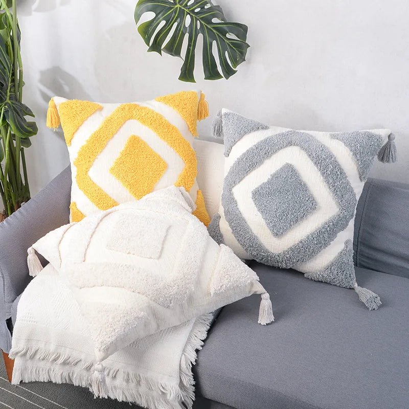 Bohemian Clustered Plush Pillowcase Cushion Sofa Living Room Cushion Cover Customized Pillowcase for Living Room Bedroom Sofa