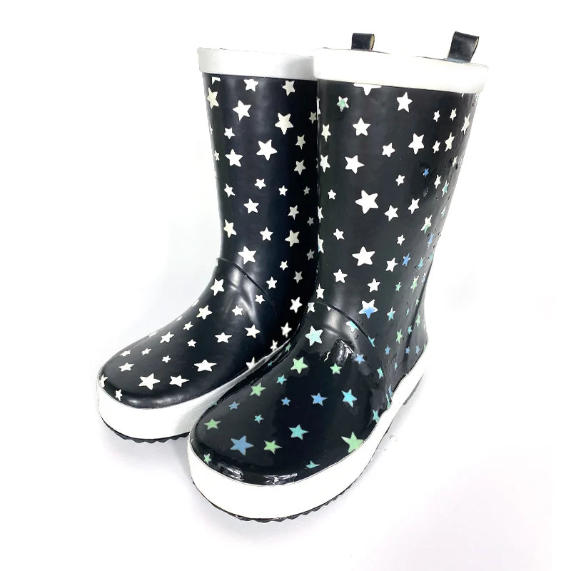 Fashion Waterproof Light Weight Water Sensitive Star Print Rain Women Rubber Color Changing Gumboots