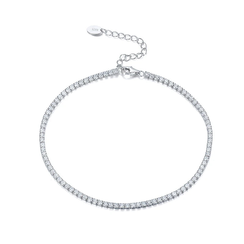 RINNTIN SA03 925 Sterling Silver Anklets Custom Foot Body Jewelry Tennis Zircon Ankle Bracelet Anklets for Women