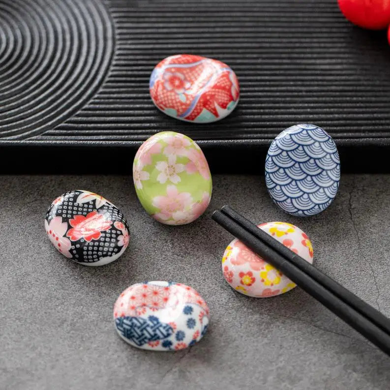 Fashionable Ceramic Chopstick Holder Reusable Oval Japanese Sushi Chopsticks Rest Stand Tabletop Home Decor