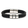 Custom Engraved Words Bracelet Stainless Steel Beads Bracelet Woven Braided Wrap Leather Bracelet Men