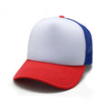 BSCI Custom 3D Puff Embroidery Logo Mesh Baseball Cap White Panel Red Brim Blue Foam Summer Outdoor