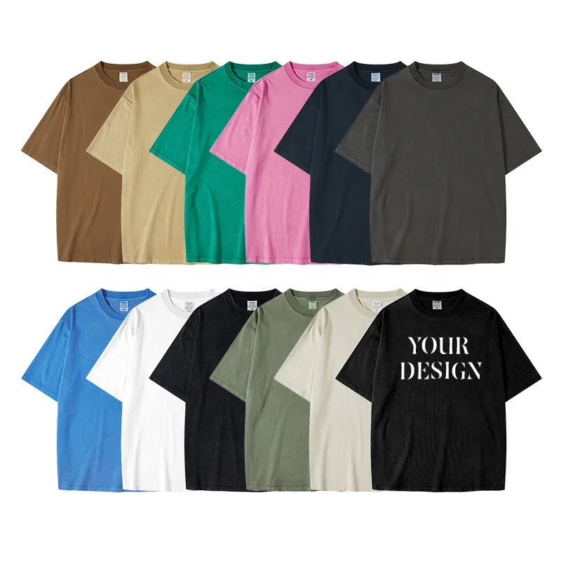 Custom Logo Printed Acid Washed Vintage T-Shirt New Style Oversized Drop Shoulder Men's Shirt Screen Printing Compressed
