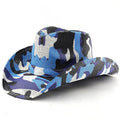 Female Summer Seaside Blue Camouflage Vacation Sunshade Cowboy Hats Summer Beach Straw Hats Wholesale Top Straw Hat