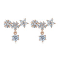 Korean Version 925 Sterling Silver Fashion Earrings Zircon Personality Flower Stud Earring for Engagement Wedding Party Gift
