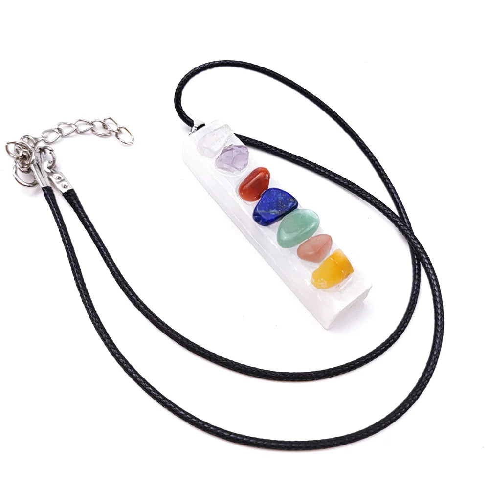 2026 New material Irregular Square Strip Energy Plaster Seven Chakra Pendant Necklace of life pendant