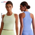 2025 New Long Version Ribbed Tank Tops for Womens Breathable Fitness Workout Racerback Sleeveless Running Shirts Yoga Tops