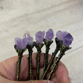 New Arrivals 11cm Crystal Spiritual Crafts Natural Purple Amethyst Raw Point Metal Spoons for Gift