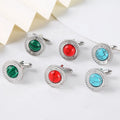 New Trend Style Formal Shirts Cufflinks Round Sapphire Zircon Cufflinks Factory Fashion New Cufflinks Modern Cuff Links for Sale