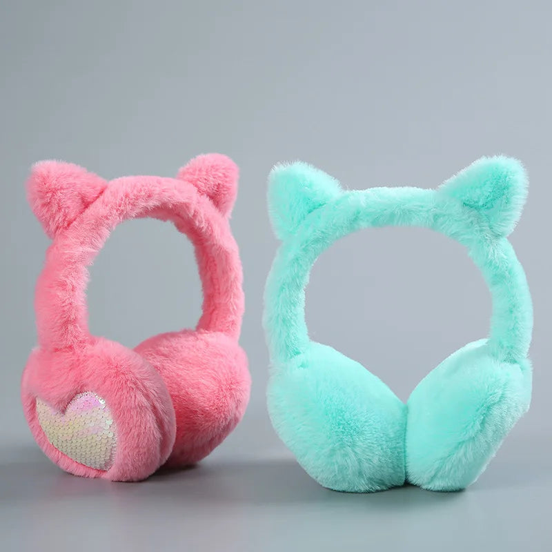 Soft Plush Winter Warm Earmuffs  8 Colors Cute Cat Headband Winter Earmuff Ear Warmer