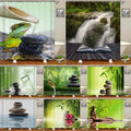 Spa Shower Curtain Meditation and Picture of Bamboo Bathroom Decor Set With Hooks/Bathroom Curtain