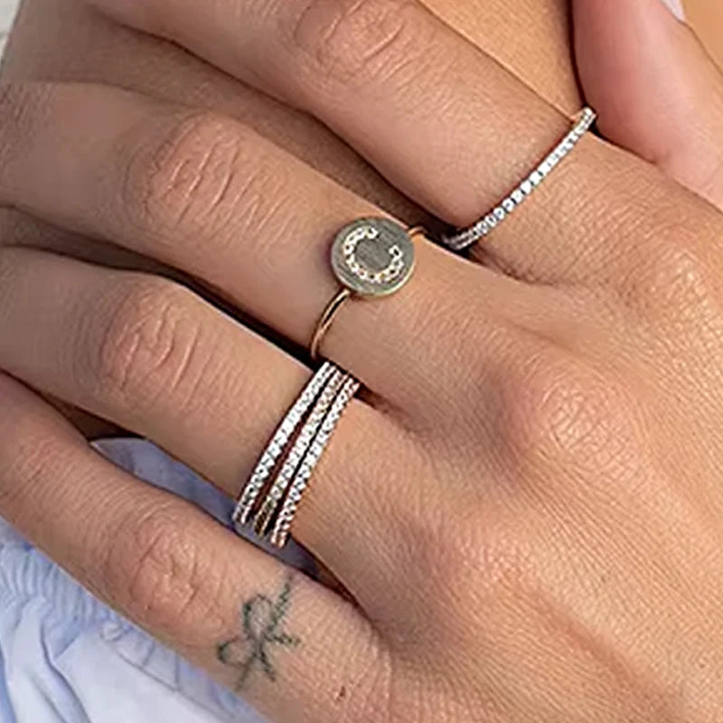 GR13 925 Sterling Silver Fashion Luxury Stackable Eternity Band Diamond Full Zircon Engagement Wedding Rings Fine Jewelry Women