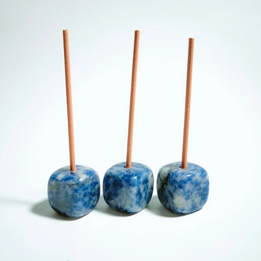 Diy New Material Polished Natural Blue Spot jasper Small Cube Shape Incense Holder