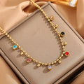 2025 Fashion Zircon Beaded Necklace Stainless Steel Necklace 18K Gold Plated Waterproof Jewelry Lucky Necklace for Women Girls
