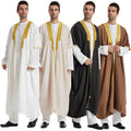 New Design Men's Thobe Arabic Woven Solid Color Thobe Men First Class Polyester and Cotton Thobe Muslim Men