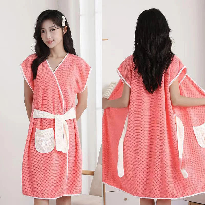Microfiber Super Absorbent Beach Spa Gym Bathrobes Towels with Pocket Thick Bath Wrap Towel Wearable Bath Towel for