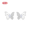Charming Wholesale Women's AAA Zirconsilver Fashion Jewelry Girls butterfly Earrings Silver Stud Earrings