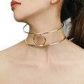 European Hot Chunky Gold Plated Torque Choker Necklace Unique Design Collar Necklace for Women Causal Jewelry Accessory