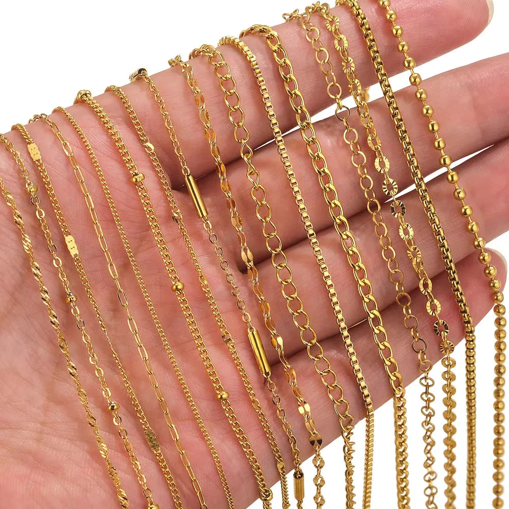 18K Gold Plated Stainless Steel 5cm Extend Link Chains Necklaces DIY Jewelry Making Fashion Chokers Accessories