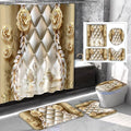 Custom Printed 4-piece Set Waterproof Shower Curtain Set With 12 Hooks