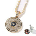 Custom Diy Golden Turkish Blue Eye of God Memory Lockets for Photos Pendant Necklace Jewelry with Tennis Chain