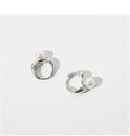 S925 Sterling Silver Plated Huggie Earrings Trendy Gold-Plated Pearl Studs with Zircon Female Jewelry