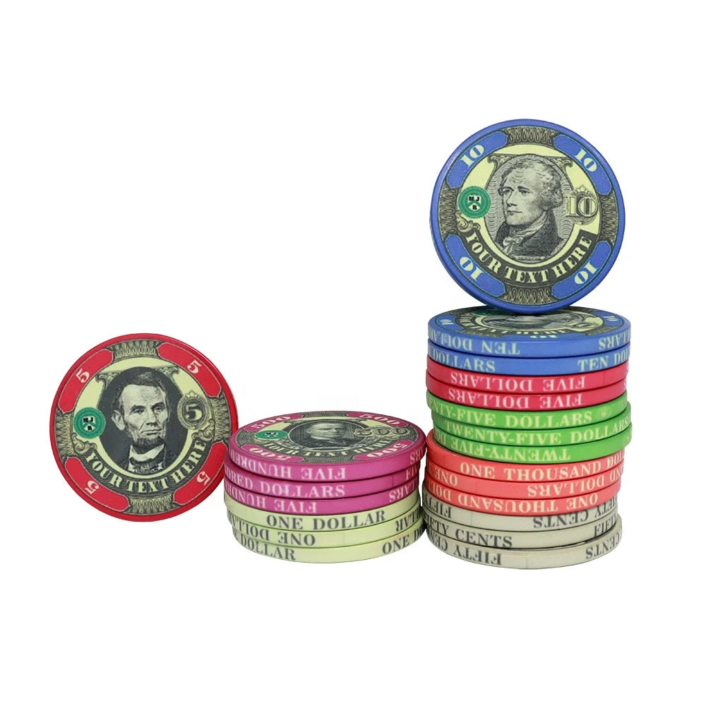 Wholesale 10 - Gram President Poker Chips with Customizable Dollar Cash Value Perfect for Creating Casino Table Games