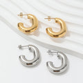 18K PVD  Gold Plated High Effortless Chic  Polished Mirror Shiny Chunky U Shape Hollow Hoop Earring