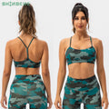 SHINBENE Women Push up Fitness Gym Bras Y Back Printed Sports Bras for Women Fitness