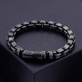 Wholesale Hip Hop Jewelry Vintage Black Customized Stainless Steel 9MM Rounded Box Chain Bracelet for Men