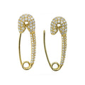 LOZRUNVE 925 Sterling Silver Fashion Unique Medium Pave Diamond CZ Safety Pin Earring Wholesale