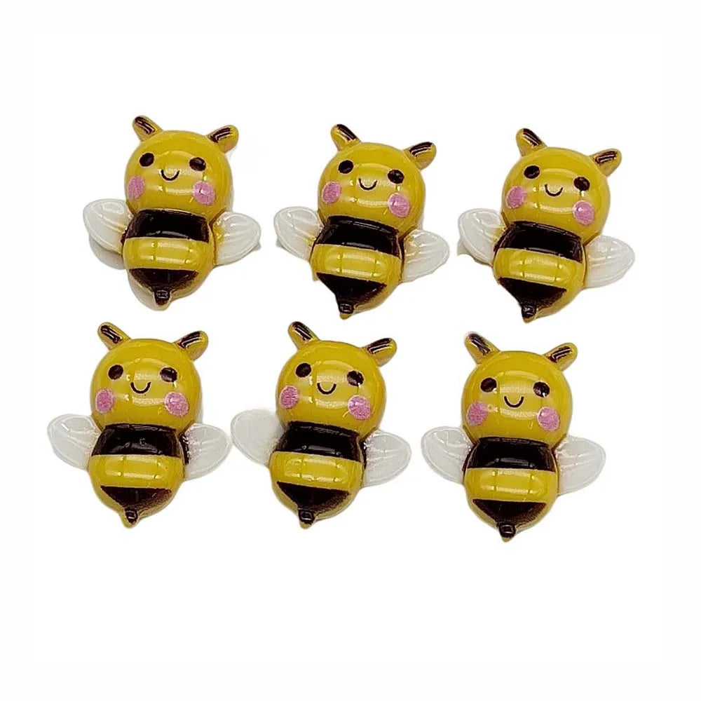 Cute Cartoon Animals Resin Honey Bee Flatback Ornaments Desk Mini Decor Phone Shell Patch Headdress Accessories