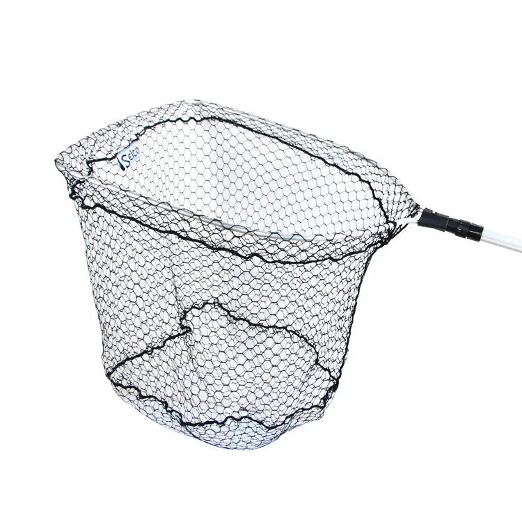Selco Double Knot Foldable Aluminum Handle Floating Landing Net Multifilament Hand Net with Telescoping Pole for Fishing