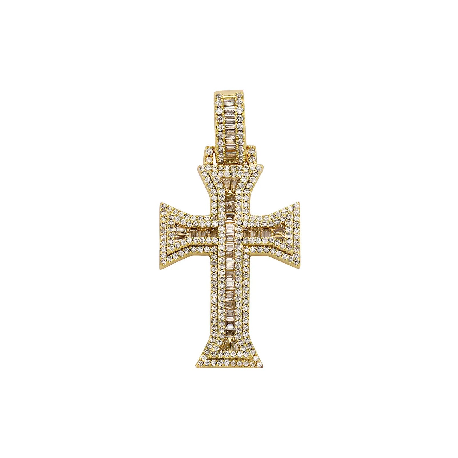 Personalized 14K Gold Plated T Diamond Cross Pendant Hip Hop 5A Zircon Necklace Jewelry Suitable for Women Men