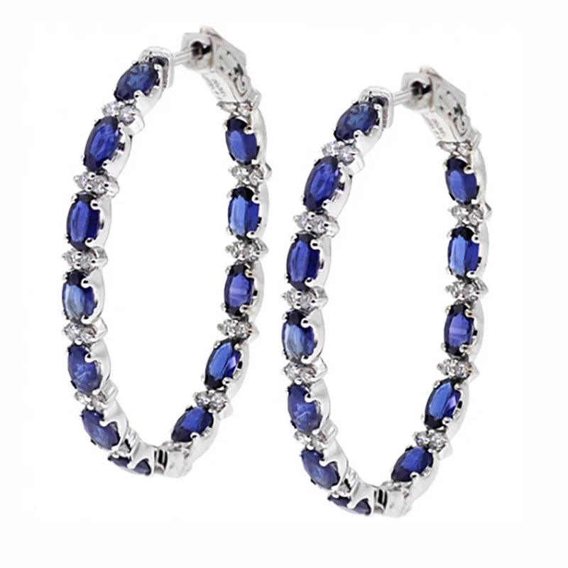 CAOSHI Delicate Female Earring Fashion Jewelry Silver Plated Low MOQ Factory Price Luxury Blue Zircon Hoop Earrings for Women