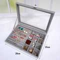 Tray Holder Storage Box Organizer Velvet Carrying Case with Glass Cover Jewelry Ring Display Box