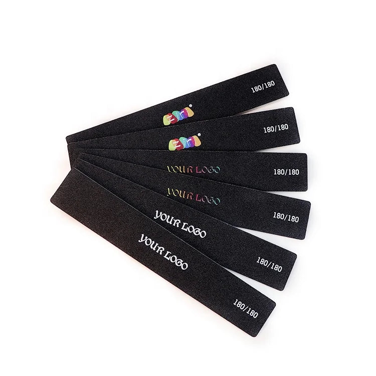 ZIRI Factory Supply Grinding Tool Abrasive Manicure Nails File Personal Logo Emery Board Black Rectangle Nail File 80/100/180