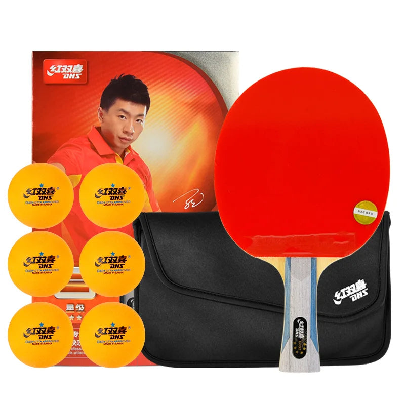 DHS 6-star Horizontal Vertical Double-sided Rubber Professional PingPong Racket Table Tennis Bat