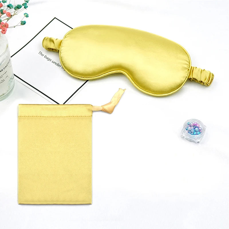 Custom Various Colors Travel Sleeping Satin Silk Eye Mask Reusable Eye Covers Eye Patch With Drawstring Carrying Pouch