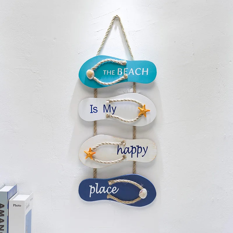 Eco-Friendly Nautical Wooden Welcome Sign Pendant HYE05 Mediterranean Modern Art Deco Home Decoration Holiday Souvenir 22x53cm