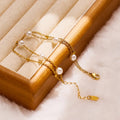 HOVANCI Dainty Pearl Gold Bracelet Tarnish Fee Stainless Steel Pearl Bracelet Valentine's Day Jewelry for Woman
