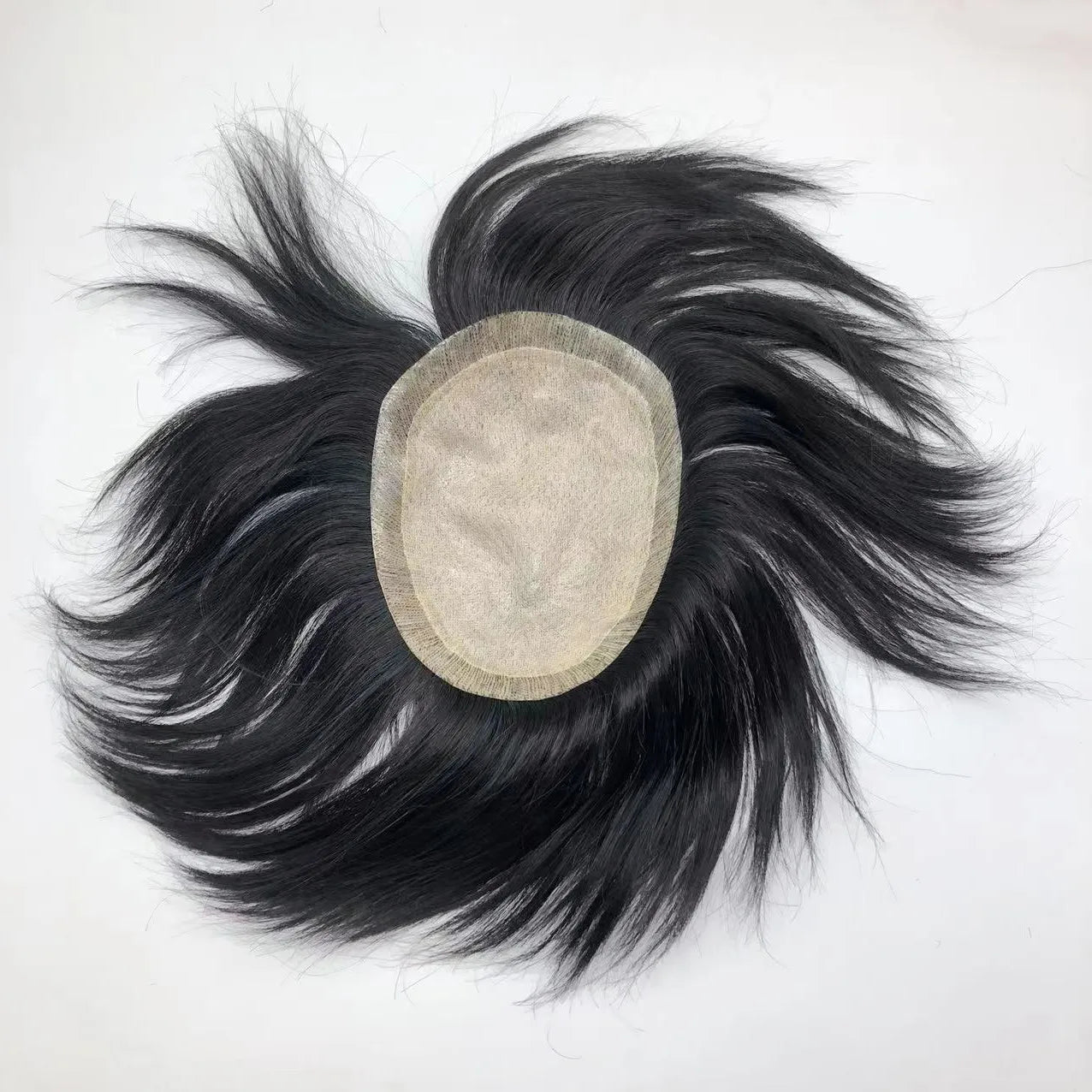 AU 110% Density Mens Hairpiece Man Wigs Male Hair Prosthesis Human Hair Replacement Systems Silk Base Toupee for Men Short