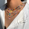 Popular Handmade Boho Summer Colorful Glass Seed Bead Beaded Tiny butterfly Necklace Women Jewelry