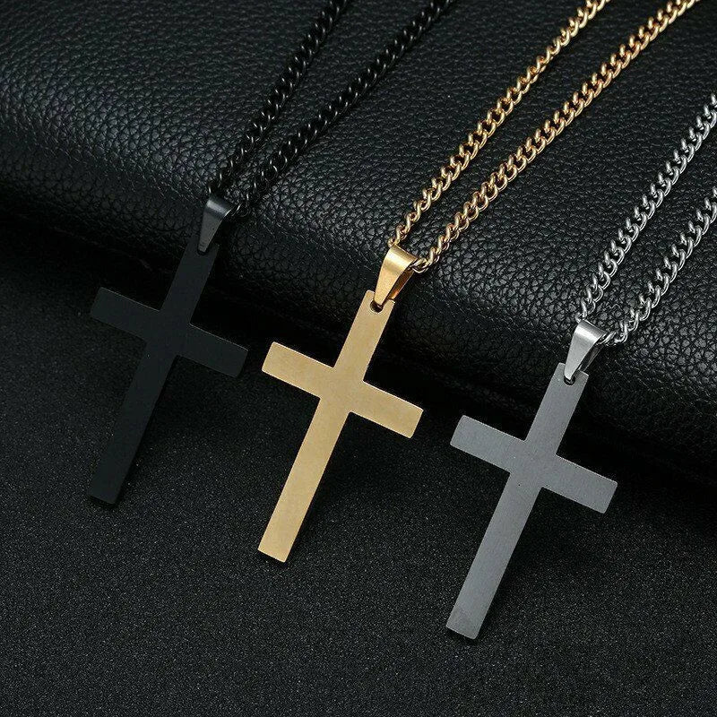 SC Fashion Hip Hop Necklace Trend Cuban Link Chain Necklace Gold Plated Cross Pendant Necklace for Women Wen