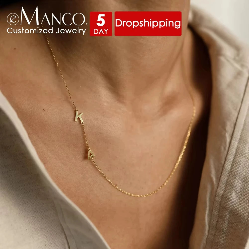 EManco 2025 Drop Shipping Pendant Choker Charm Name Necklace 26 Letter Patchwork Custom Letter Name Necklace Women Fine Jewelry